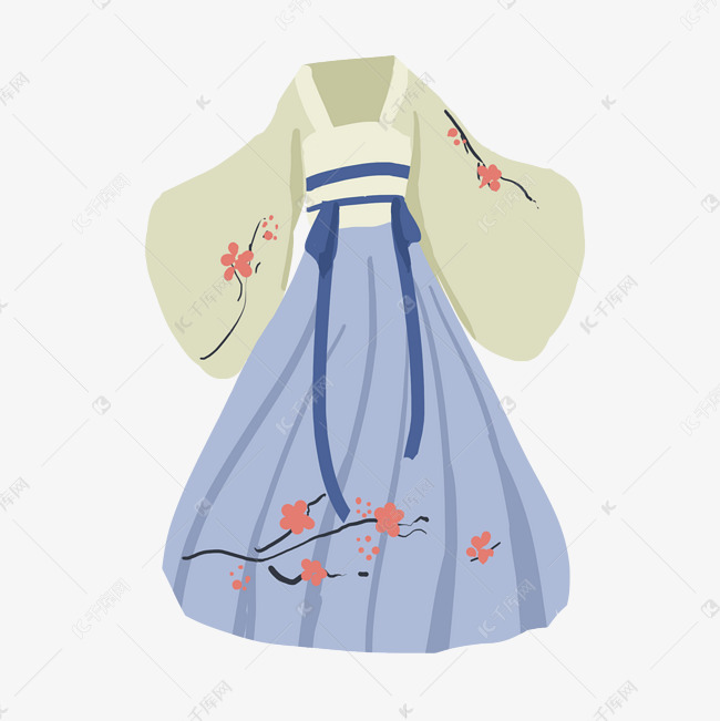 汉服古装印花服装插画