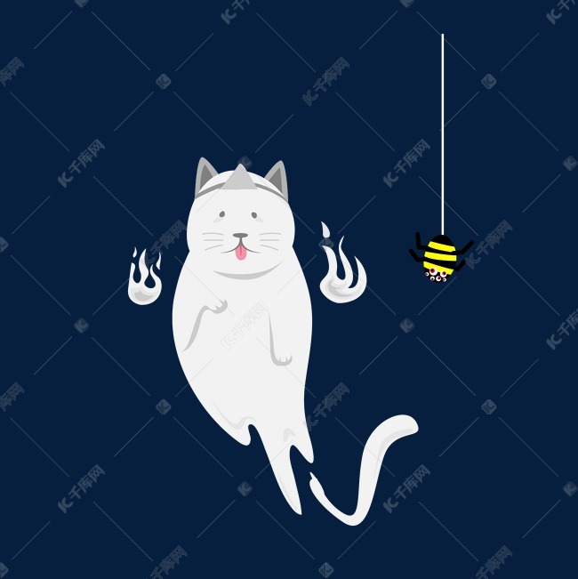 万圣节猫咪幽灵插画