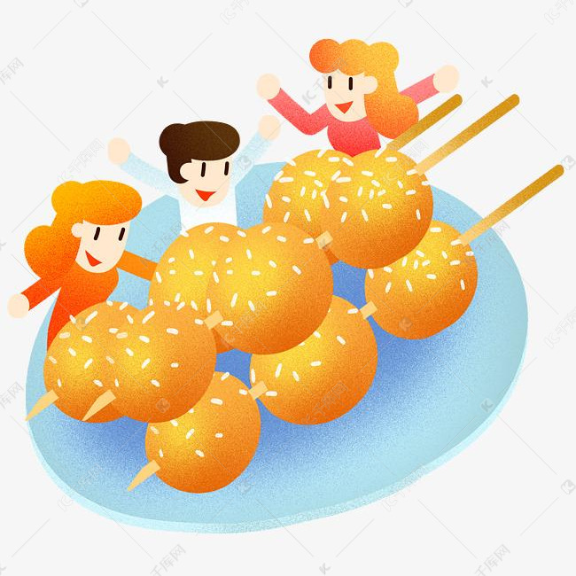 年夜饭糖油果子插画
