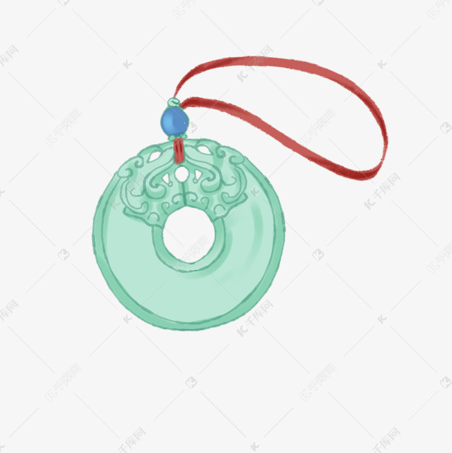 古风圆形玉佩挂件插画