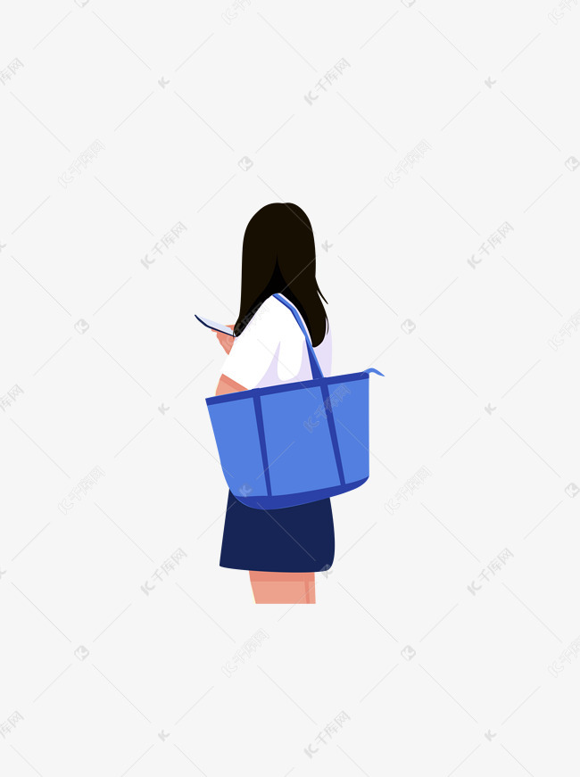 卡通女孩psd侧面插画元素