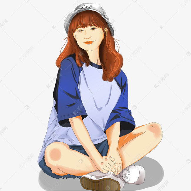 日系风格坐姿小姐姐素材图片免费下载-千库网