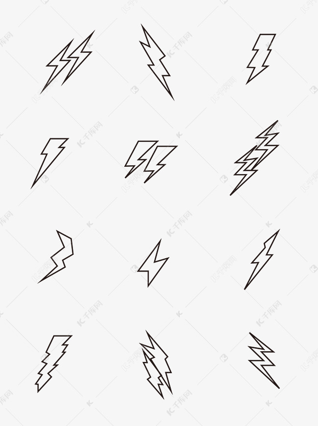 闪电黑色图标简约矢量图标符号可