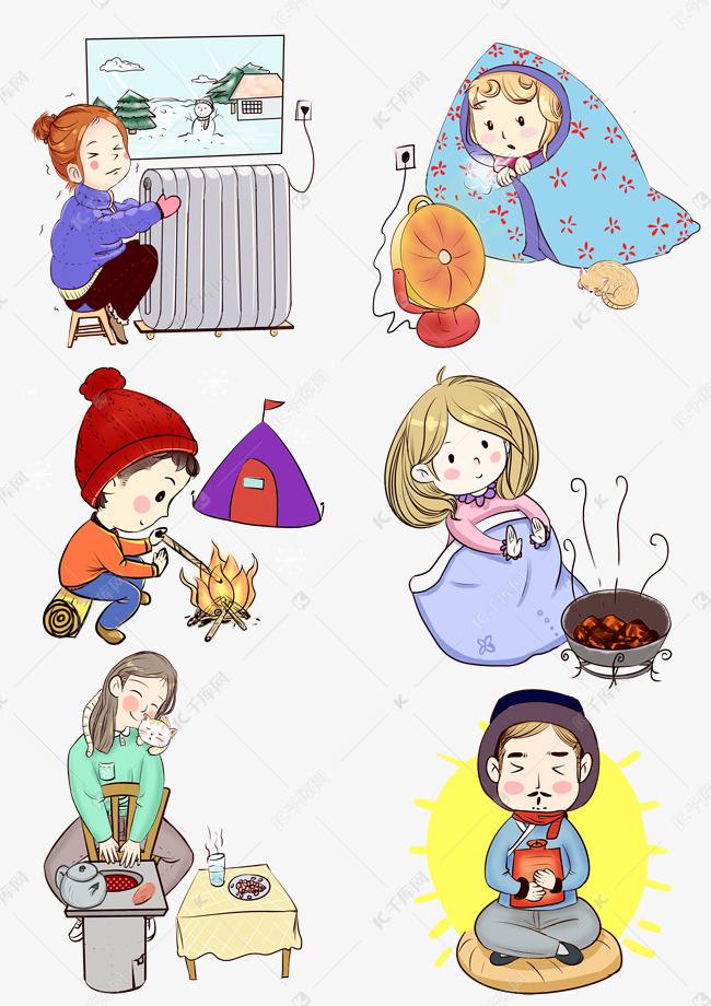 冬天取暖场景人物合集