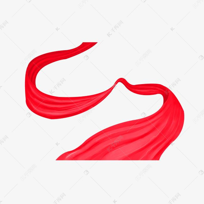 手绘飘扬的红绸子插画