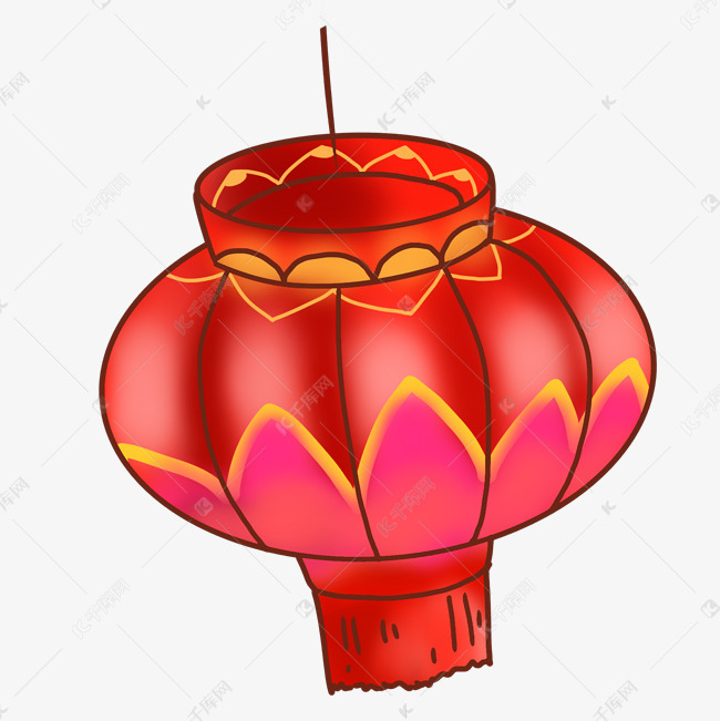 手绘节日装饰红灯笼插画