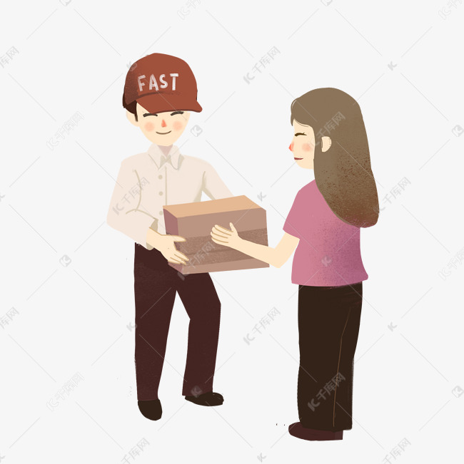 快递物流手绘签收快递免扣