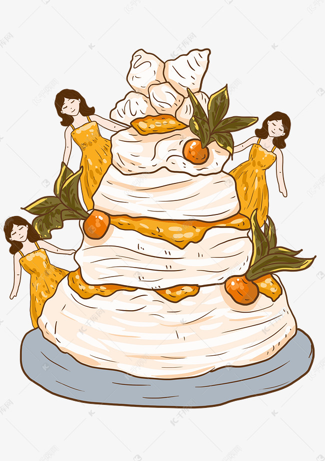 卡通姑娘蛋糕女孩