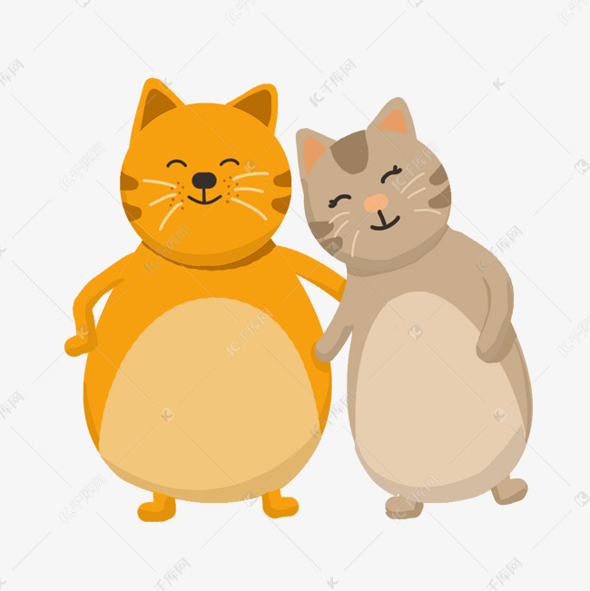 卡通情侣动物猫咪插画