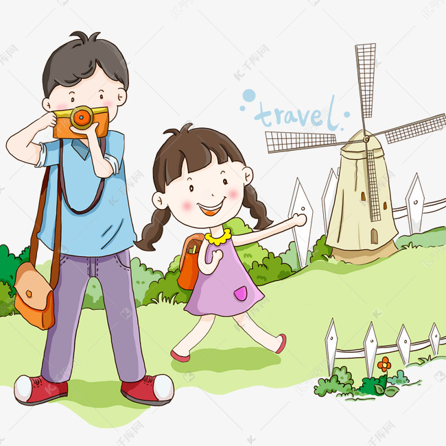 手绘旅游卡通人物素材图片免费下载-千库网