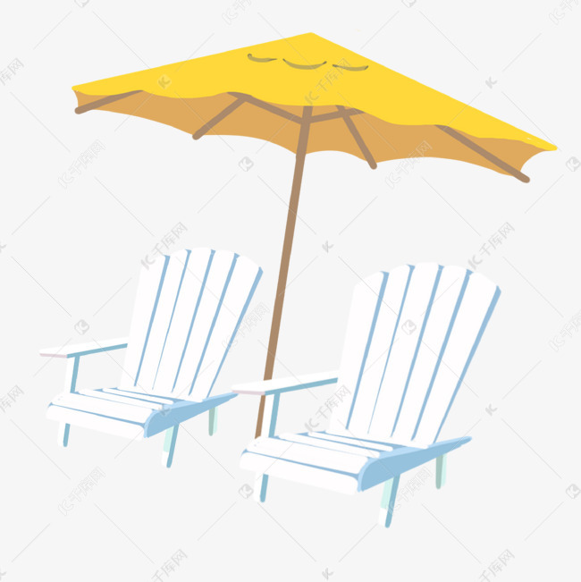 手绘沙滩的伞插画