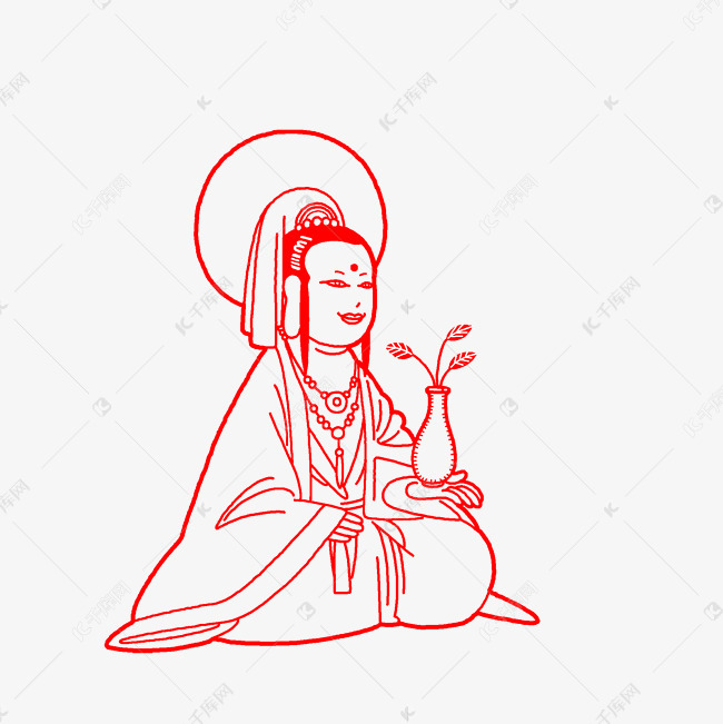 红色剪纸观音菩萨