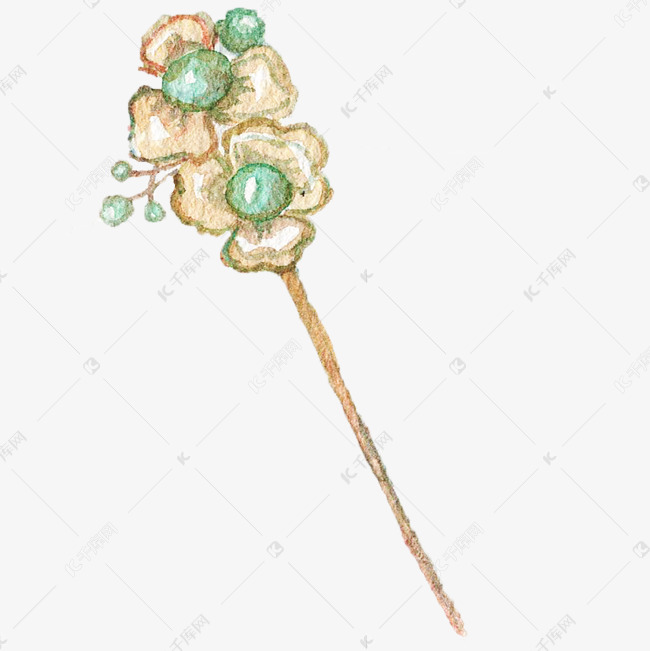 手绘古风花朵发簪