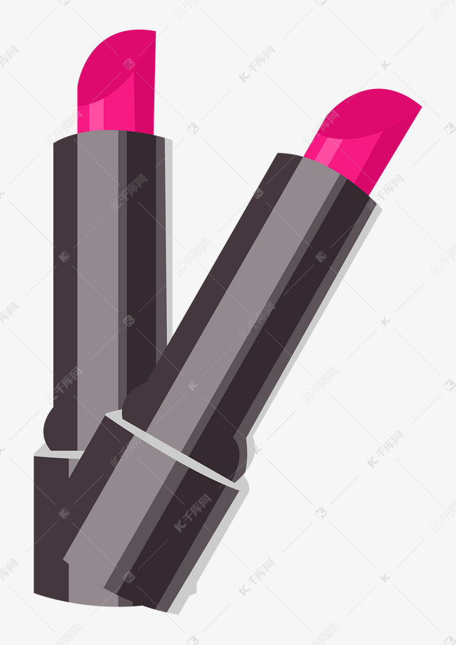 黑色外壳玫红色口红插画