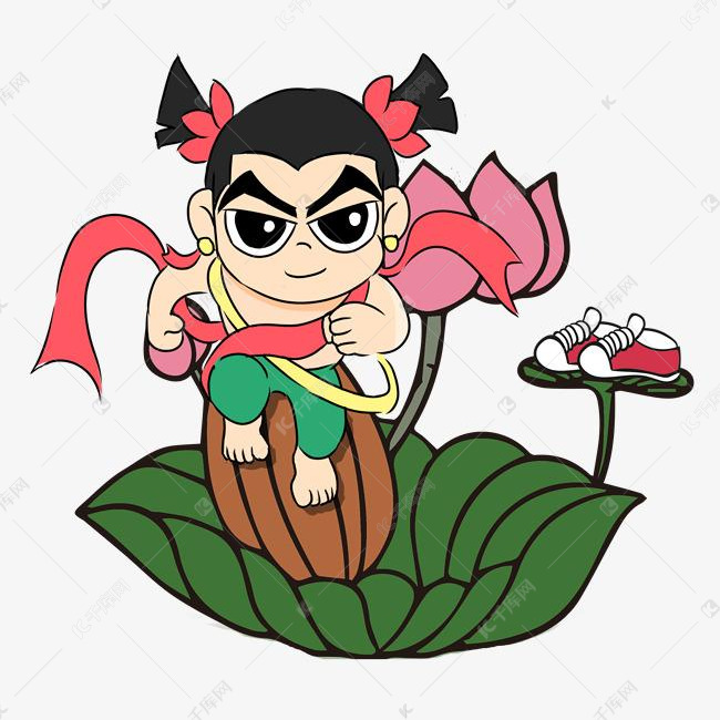 坐在莲花上的哪吒免抠图
