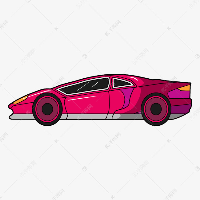 卡通手绘红色时尚跑车插画