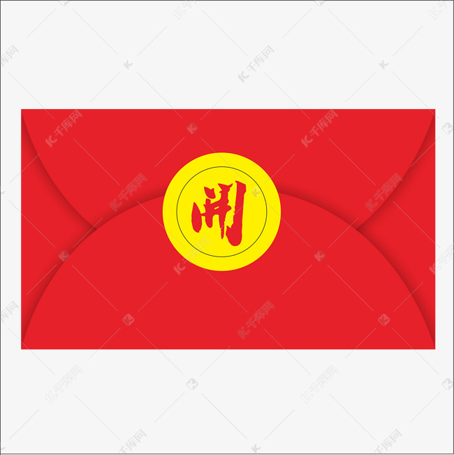 手绘开字红包插画