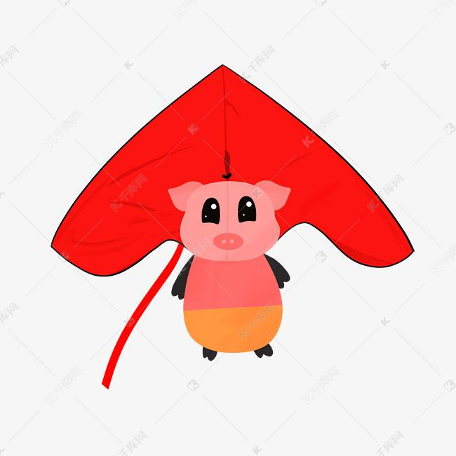 可爱风筝红色飘带