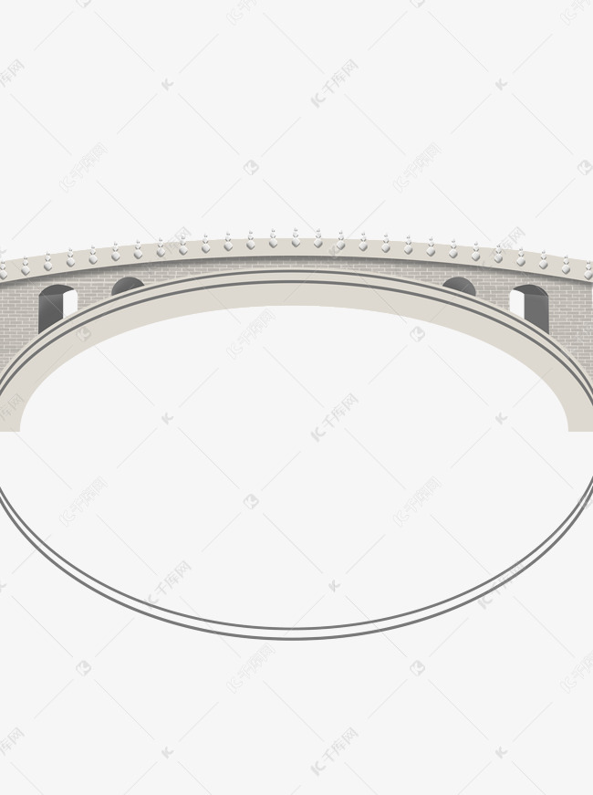 手绘简约拱桥装饰元素