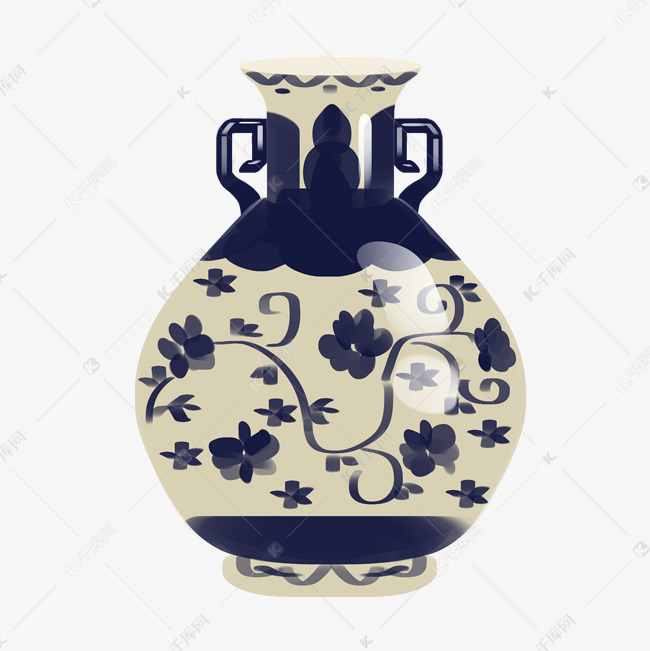 中国风青花瓷花瓶素材图片免费下载 高清卡通手绘psd 千库网 图片编号