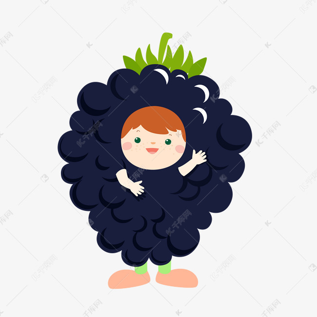 卡通可爱葡萄矢量男孩插画