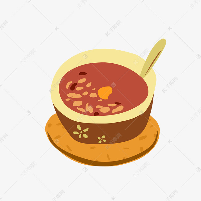 冬季大雪美食黑米粥手绘插画