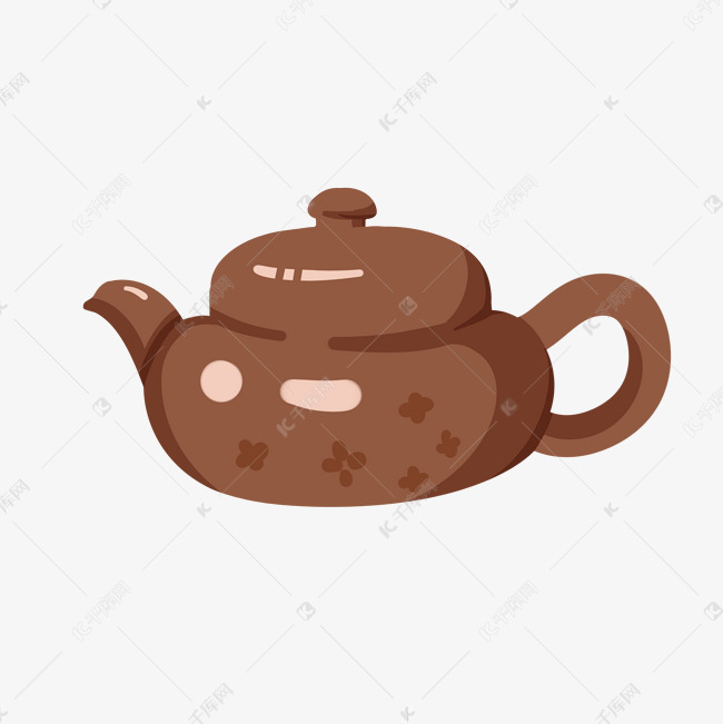 小花茶壶手绘插画