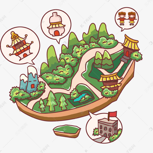 地图q版地标可爱