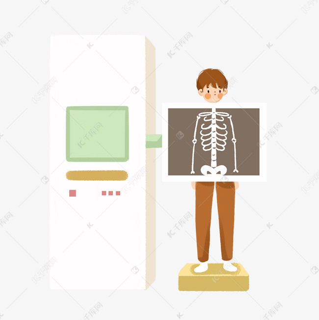 一个男孩子在医院拍片免抠图