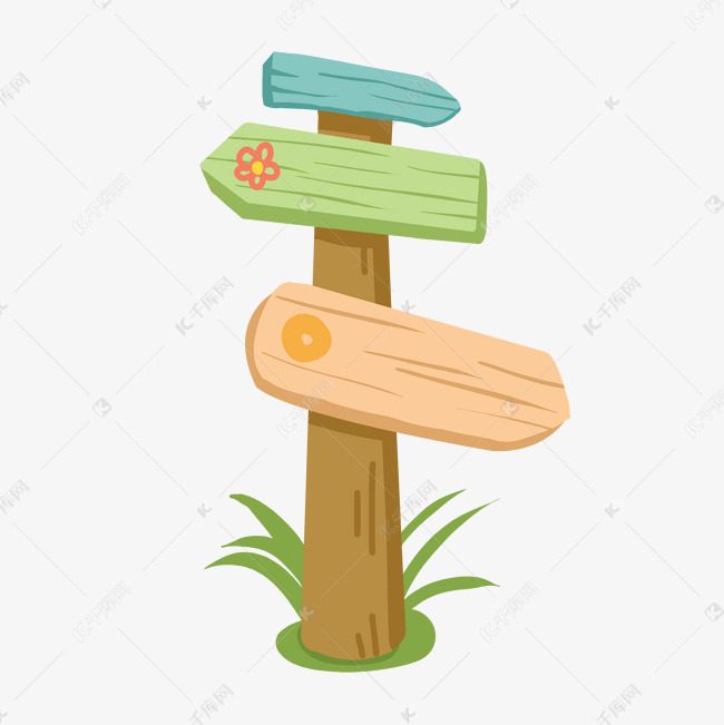 手绘花朵指示牌插画