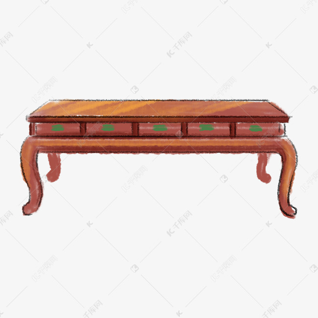 手绘复古桌子插画