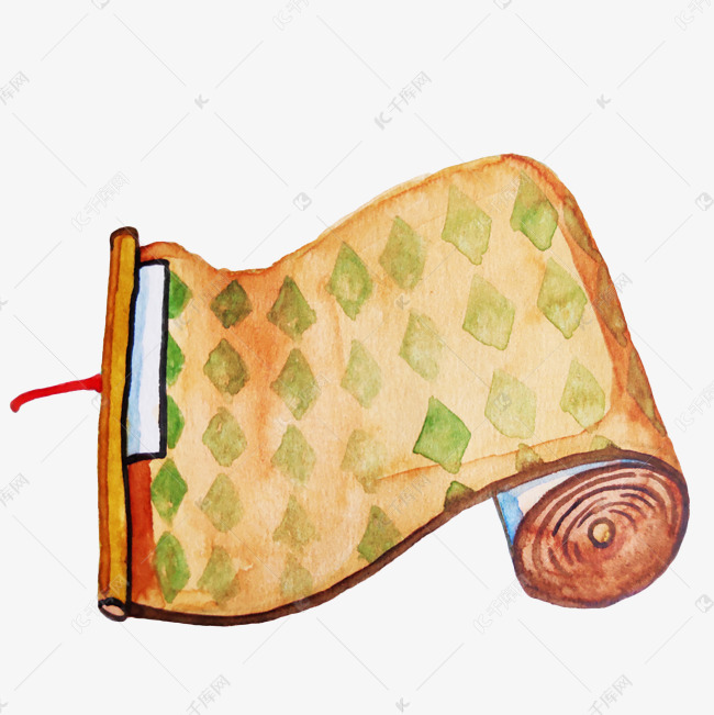 黄色的古代书卷插画