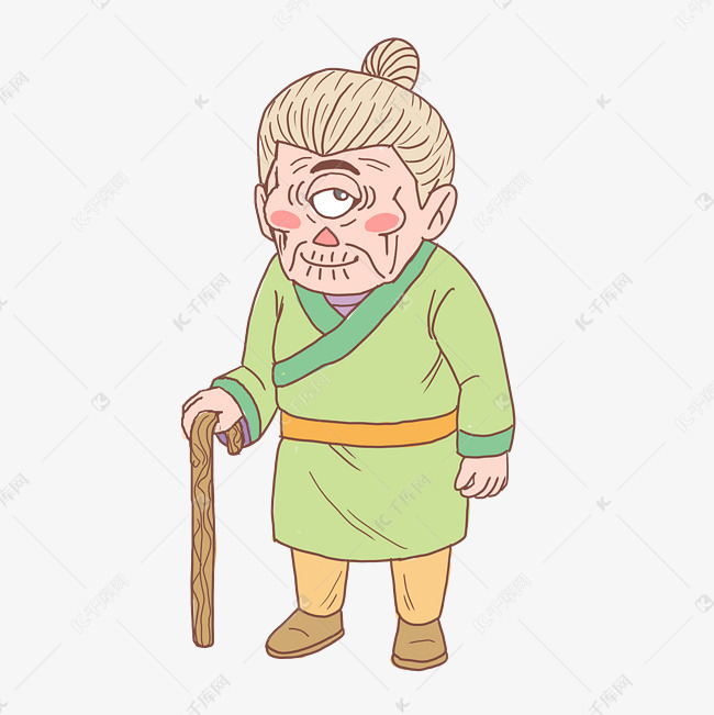 万圣节独眼怪老太婆手绘