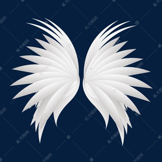 洁白的漂亮翅膀插画素材图片免费下载-千库网