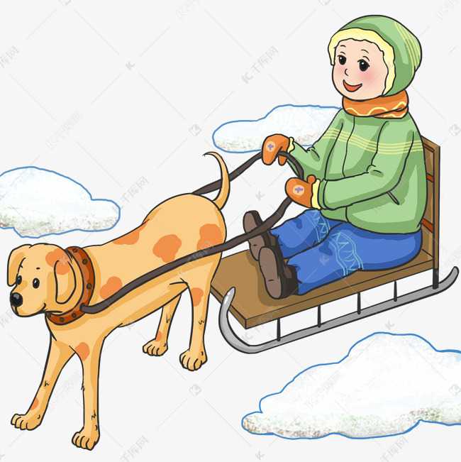 冬季旅行雪橇插画