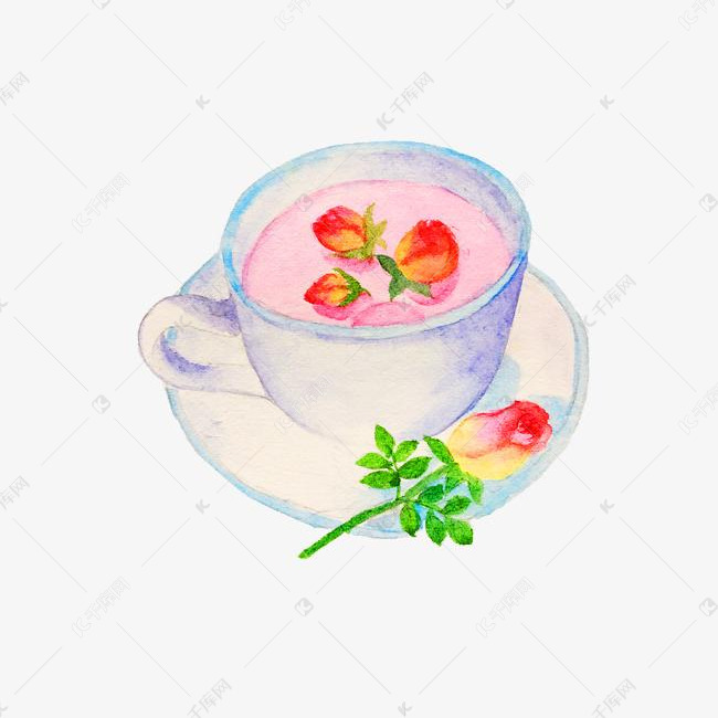 带着花朵的手绘杯子设计图