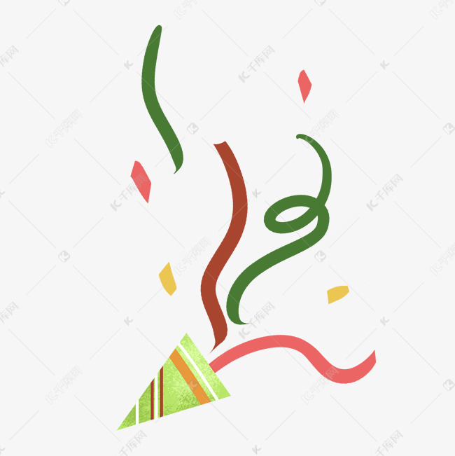 手绘漂亮的彩带插画