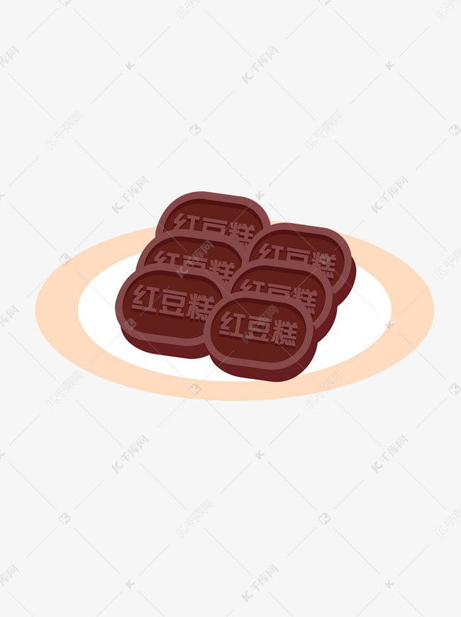 卡通手绘红豆糕矢量图