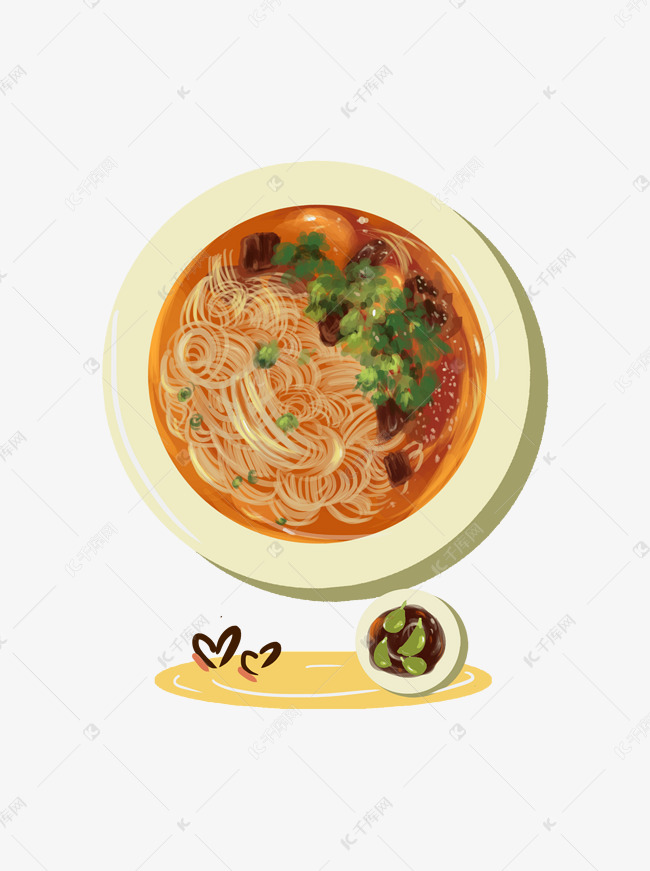 食物元素手绘美食兰州牛肉垃面