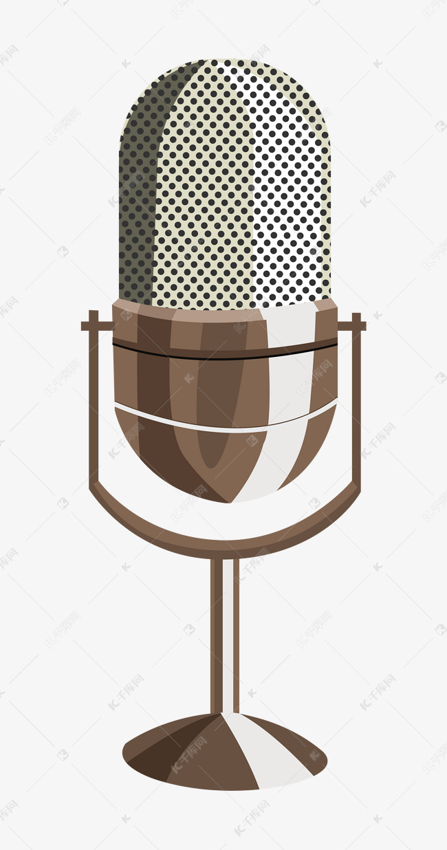 手绘银色话筒插画