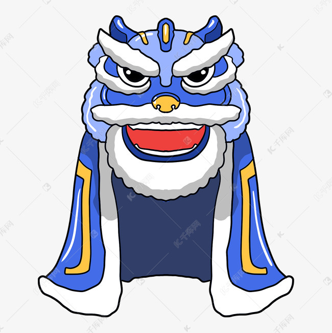 手绘蓝色狮子素材图片免费下载-千库网