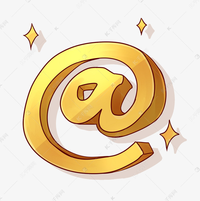 手绘互联网金融符号艾特插画