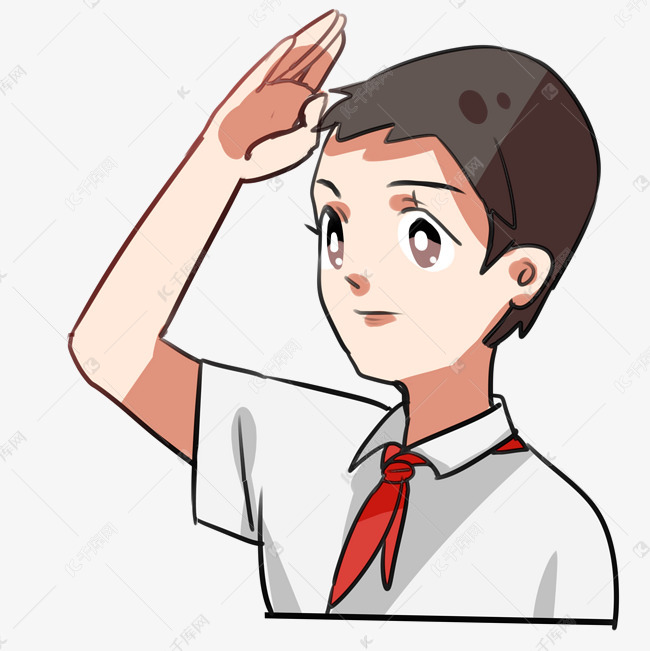 手绘国庆节男孩敬礼插画