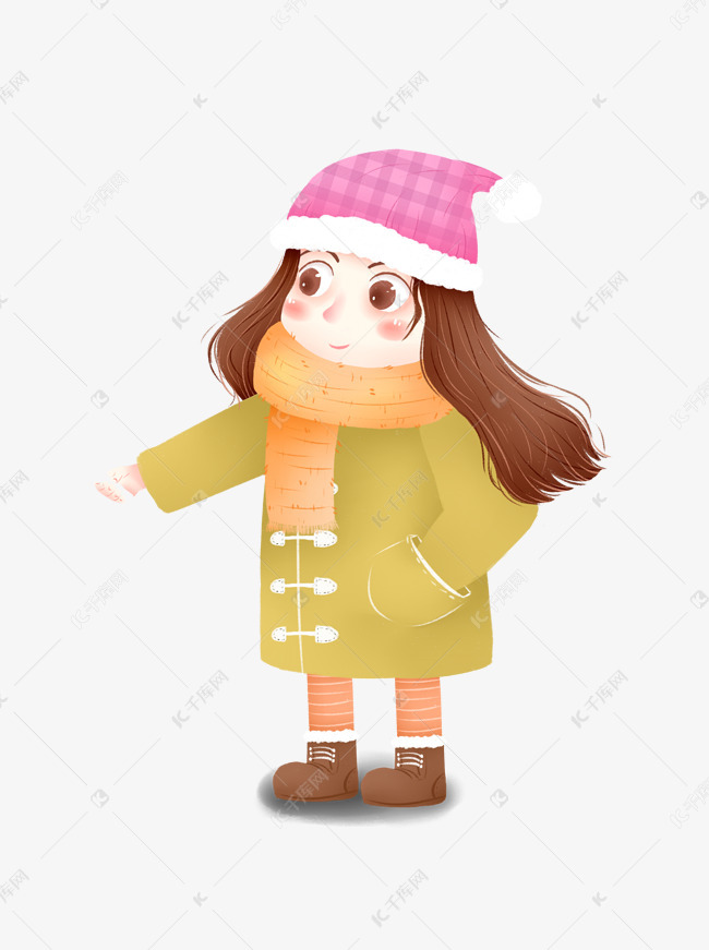 穿厚厚冬装女孩