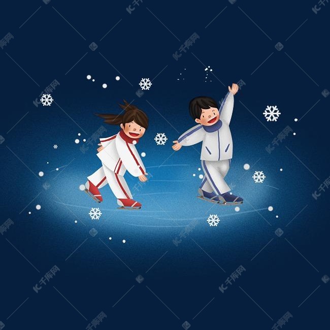 冬季系列下雪滑冰的儿童