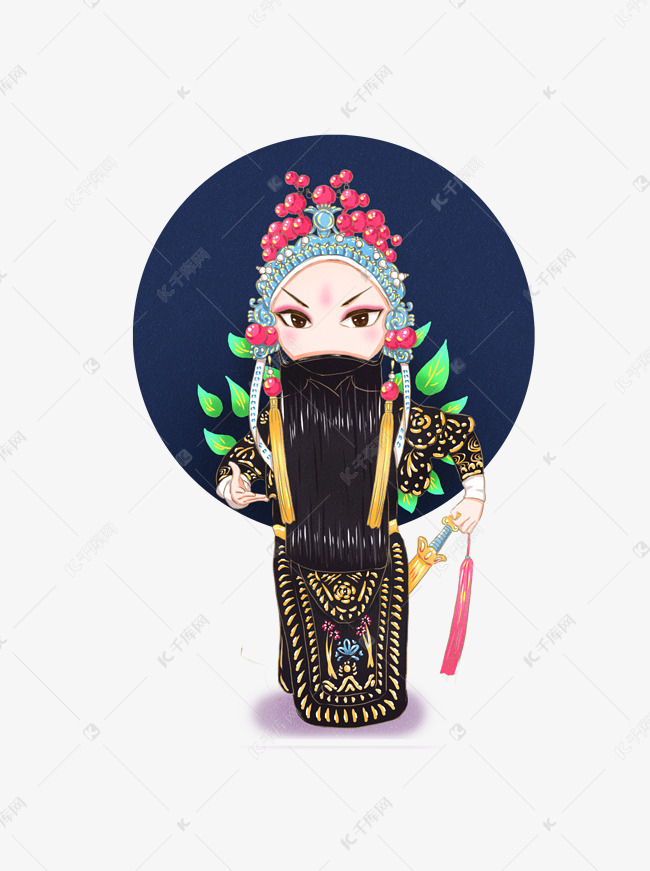中国传统戏曲京剧人物净角手绘卡通元素素材图片免费下载-千库网