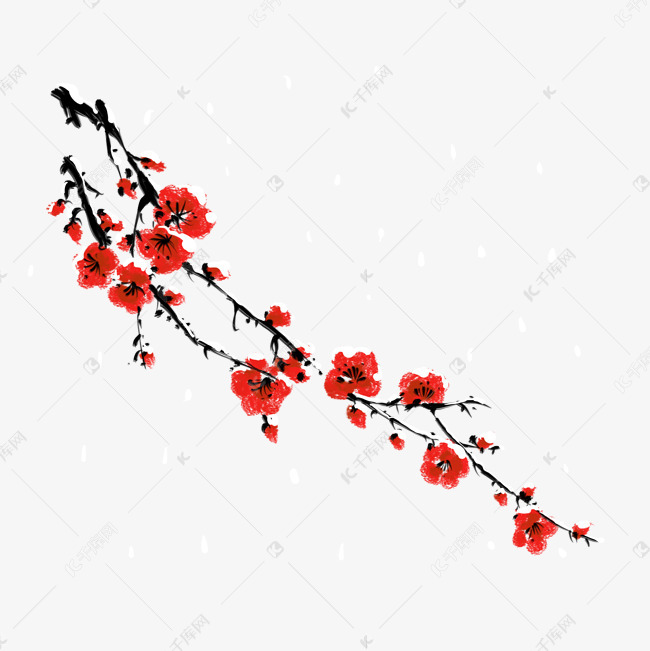 水墨中国风冬季梅花枝