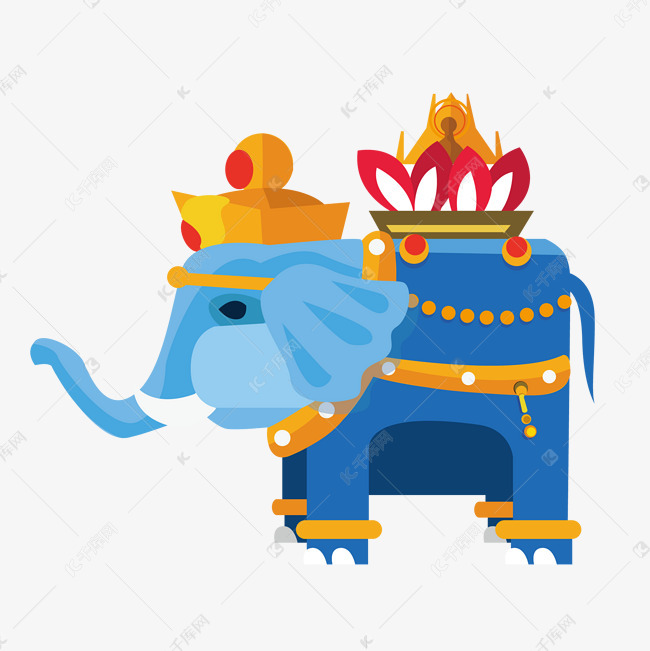 泰国神象卡通插画