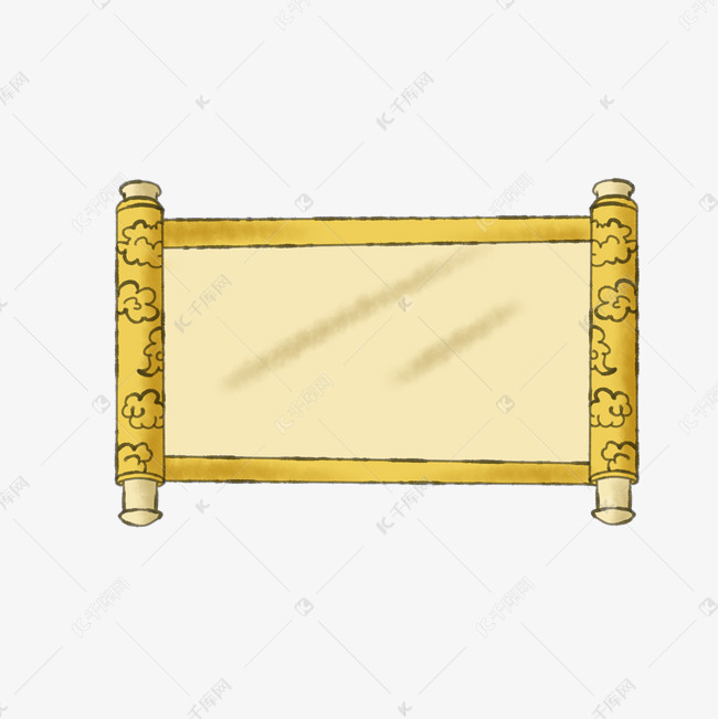 复古圣旨卷轴手绘插画