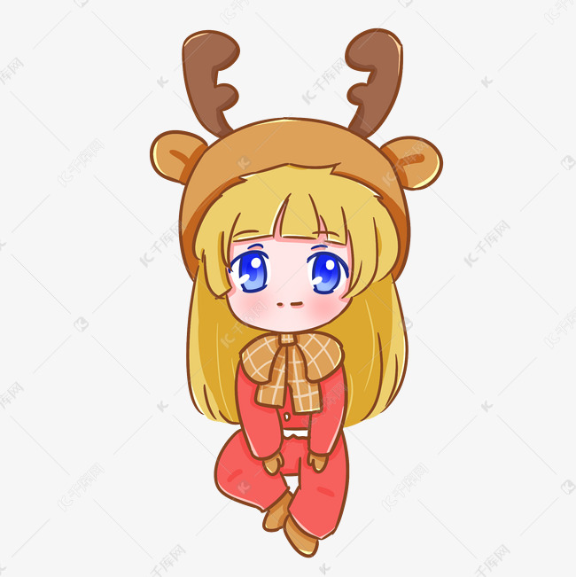 圣诞节平安夜麋鹿装扮女孩可爱